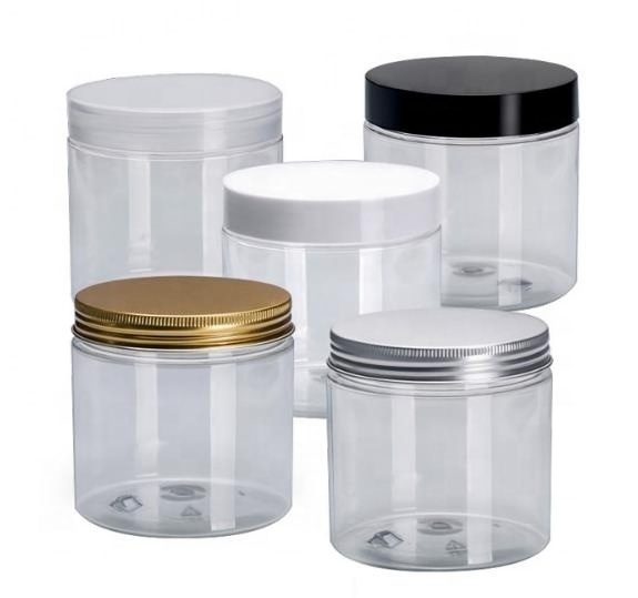 food container 50ml 60ml 80ml 100ml 120ml 140ml 150ml 180ml  200ml 250ml 500ml clear PET plastic candy jar with aluminum cap