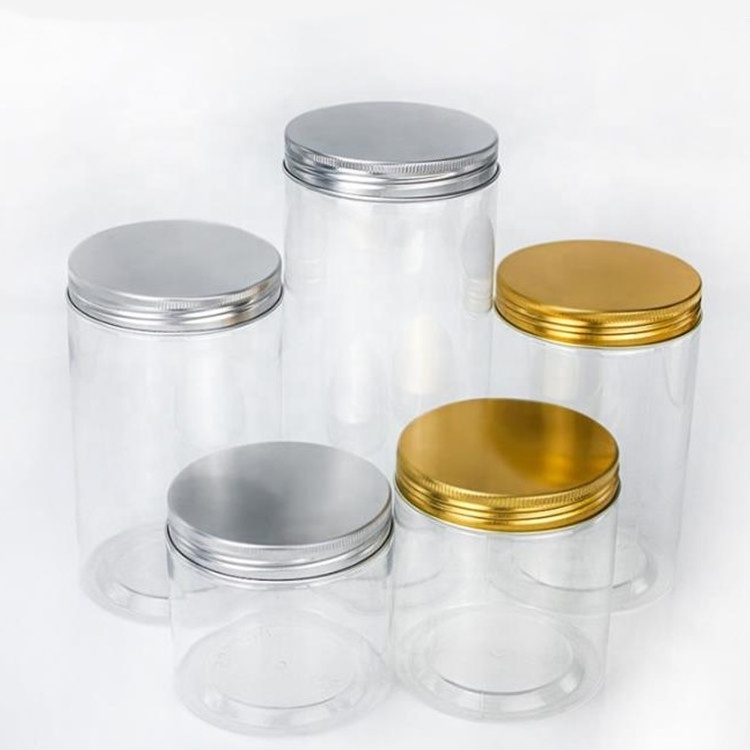 food container 50ml 60ml 80ml 100ml 120ml 140ml 150ml 180ml  200ml 250ml 500ml clear PET plastic candy jar with aluminum cap