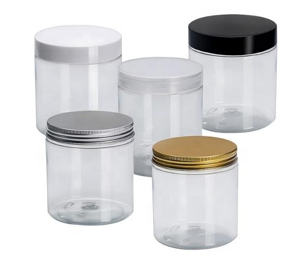 food container 50ml 60ml 80ml 100ml 120ml 140ml 150ml 180ml  200ml 250ml 500ml clear PET plastic candy jar with aluminum cap