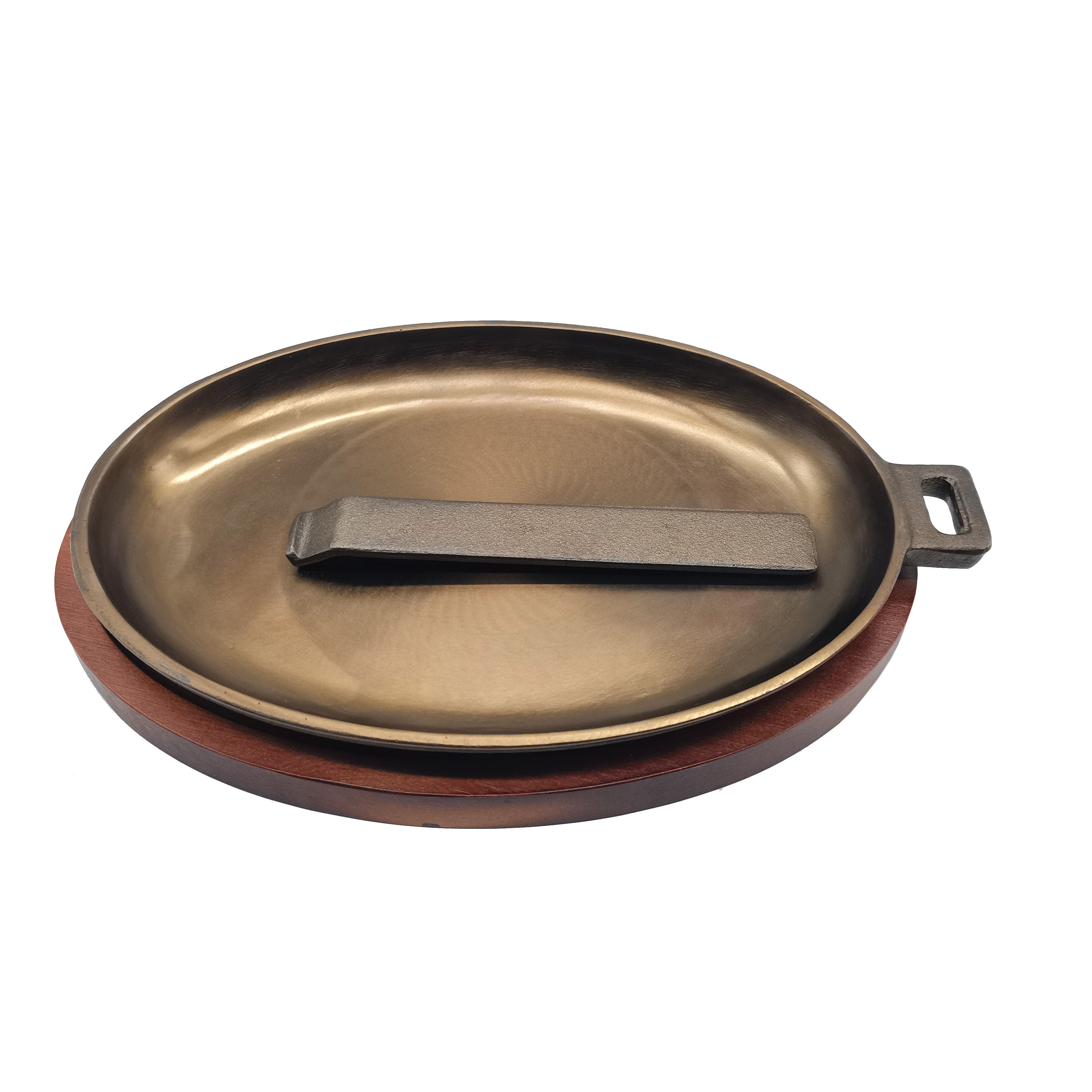 2024 new design polished cast iron fajita pan with removable handle