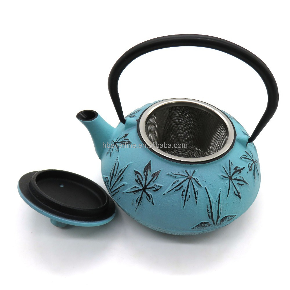 Durable Cast Iron Japanese Tetsubin Tea Kettle with a Fully Enameled Interior