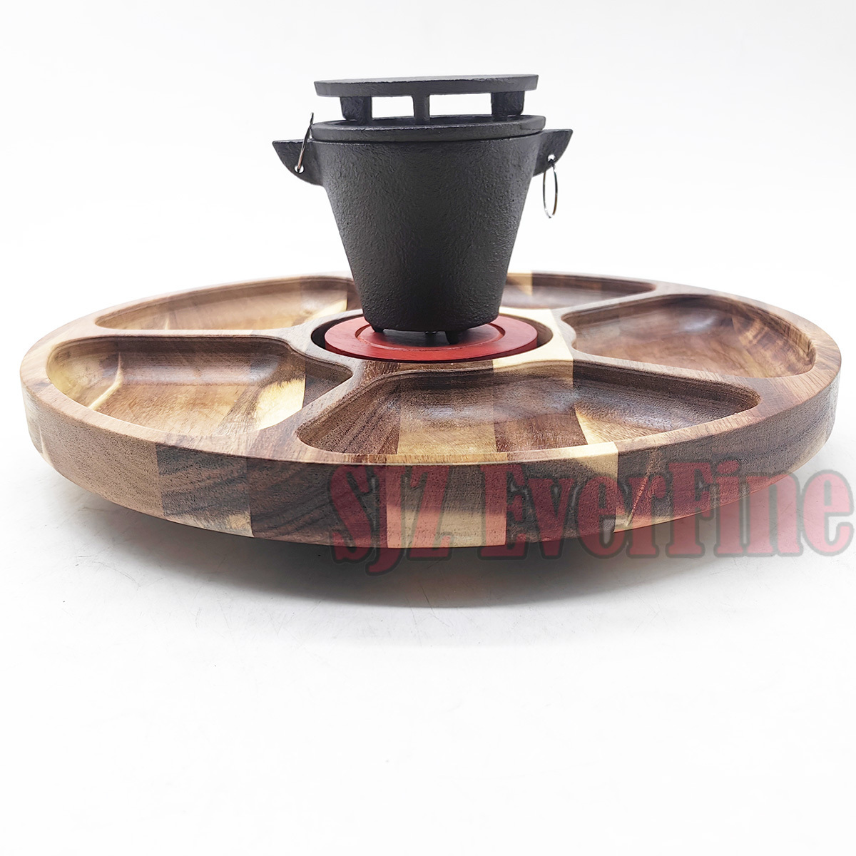 Mini Hibachi Grill Indoor with Wooden Base and Indoor Smores Maker with wooden pu pu platter