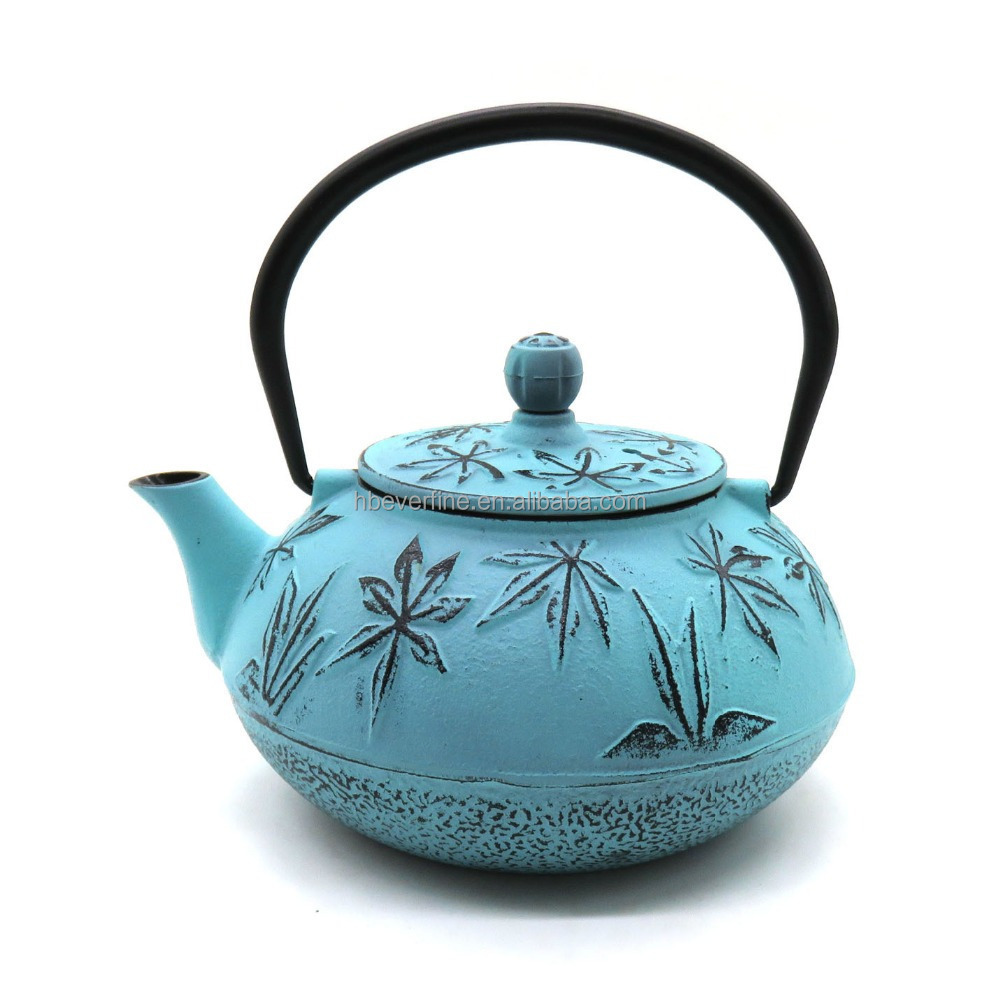 Durable Cast Iron Japanese Tetsubin Tea Kettle with a Fully Enameled Interior