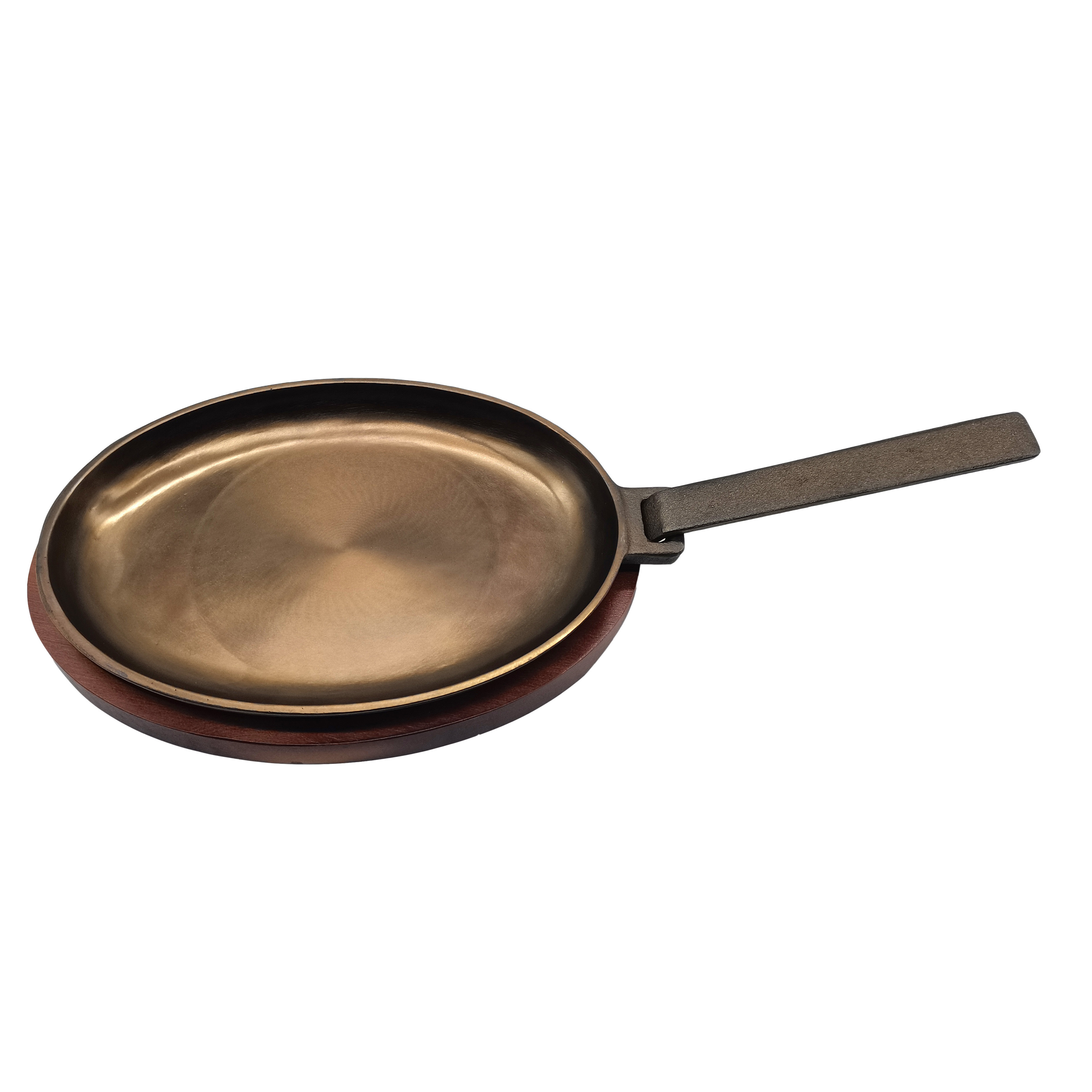 2024 new design polished cast iron fajita pan with removable handle