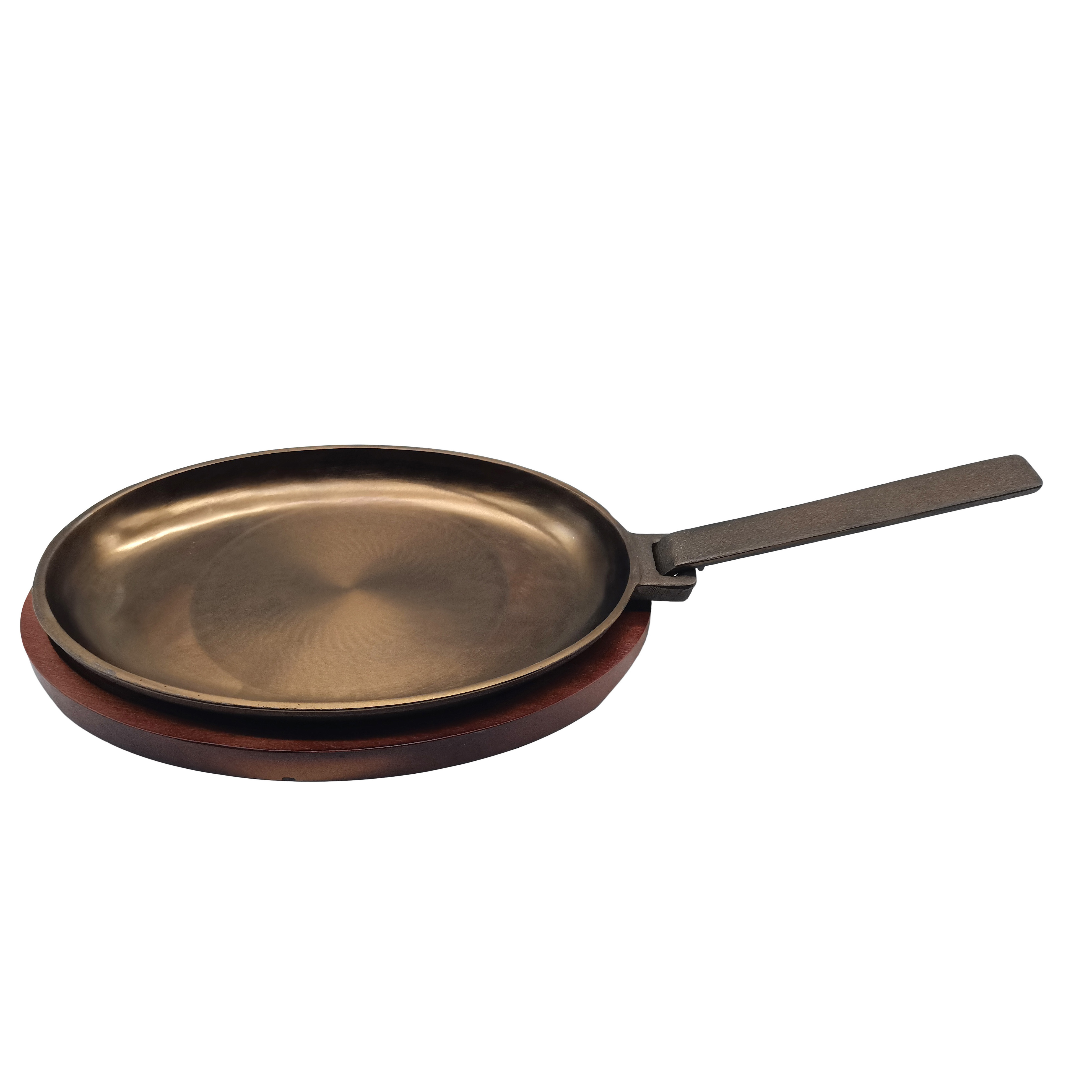 2024 new design polished cast iron fajita pan with removable handle