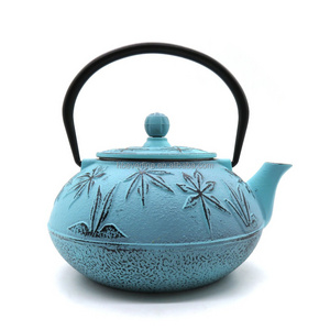 Durable Cast Iron Japanese Tetsubin Tea Kettle with a Fully Enameled Interior