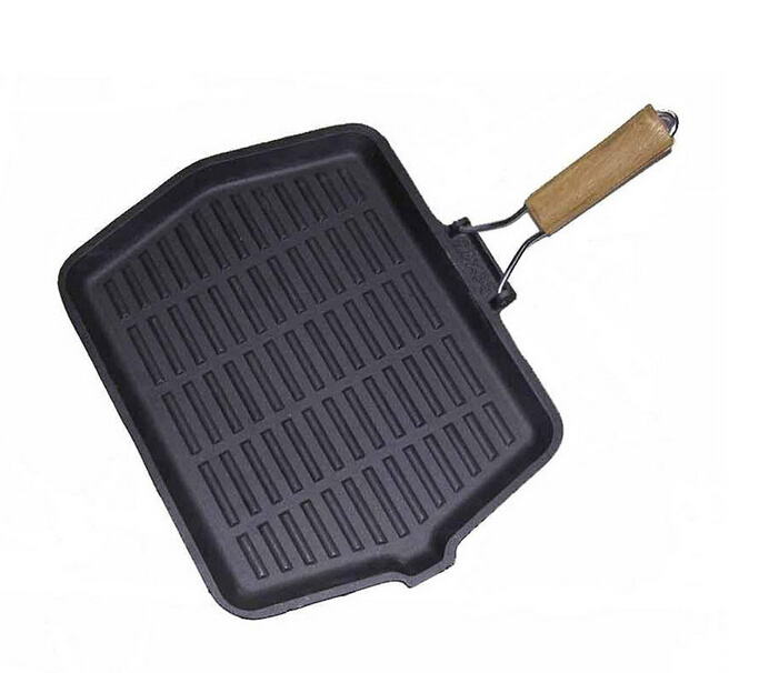 Cast Iron Grill Pan With Foldable Handle