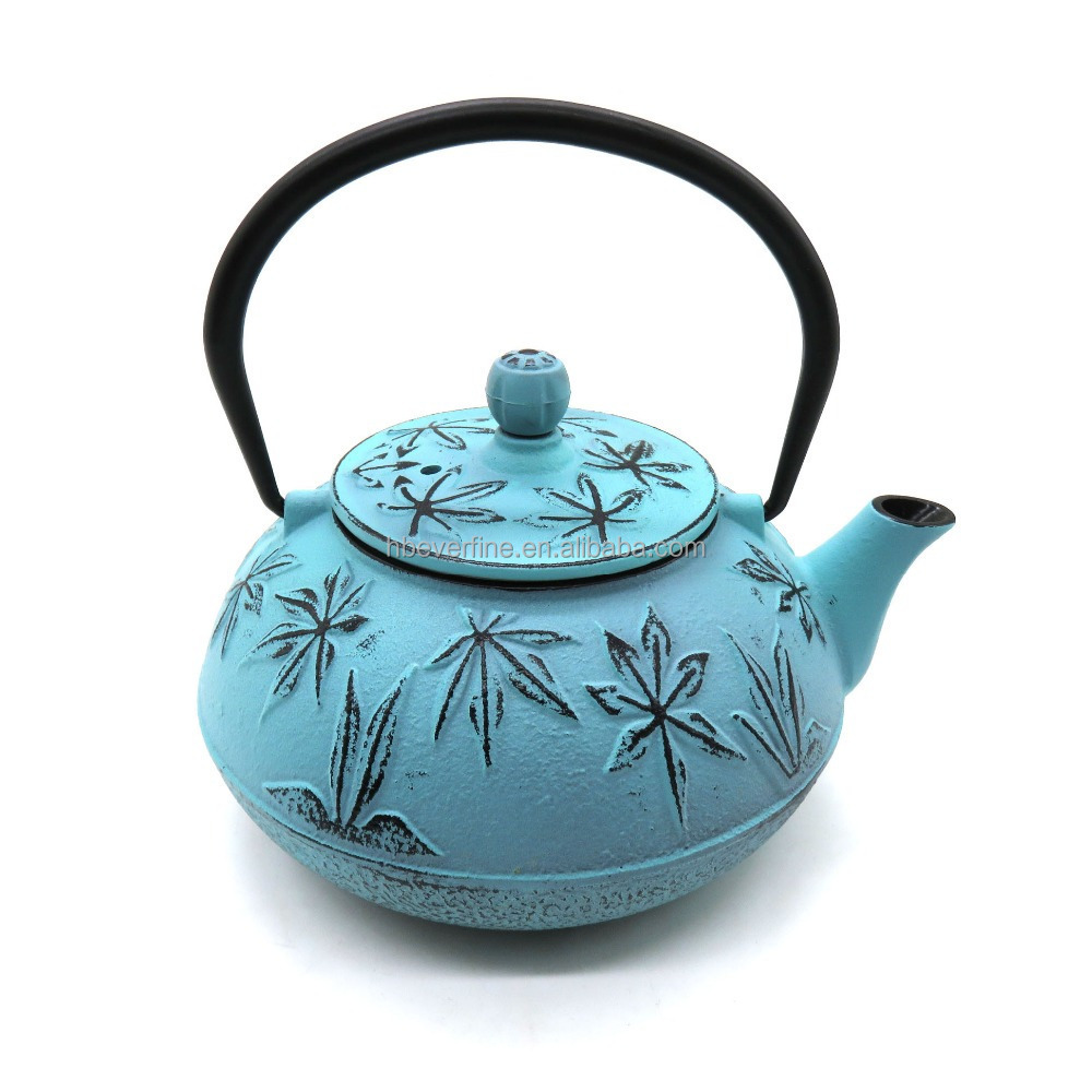 Durable Cast Iron Japanese Tetsubin Tea Kettle with a Fully Enameled Interior