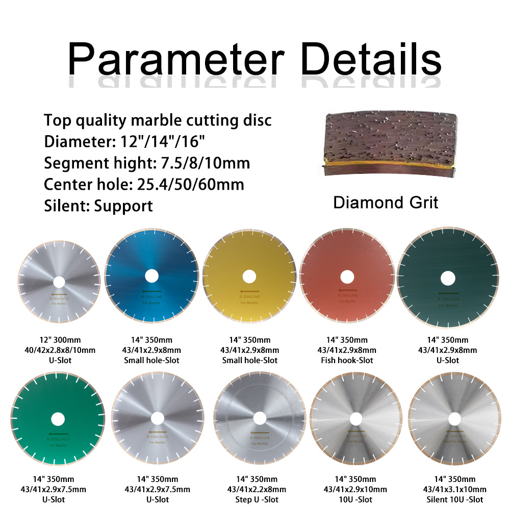 Silent thin marble cutting discs diamond blade tools for marble block cutter saw no edge broken