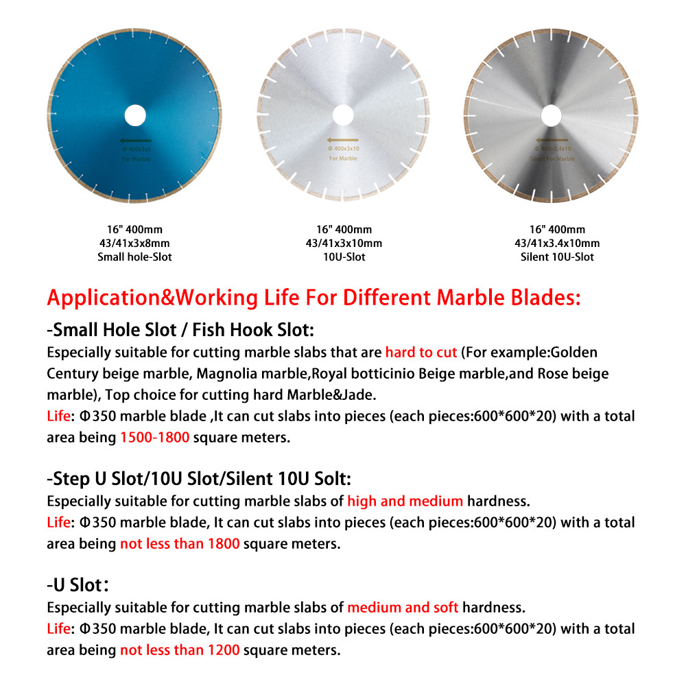 Silent thin marble cutting discs diamond blade tools for marble block cutter saw no edge broken