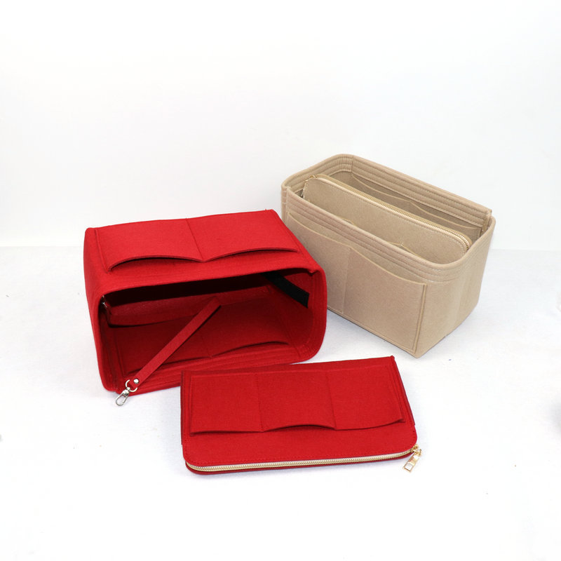 New women's portable large-capacity cosmetics and skin care product storage bag, cute inner liner bag, felt cosmetic bag