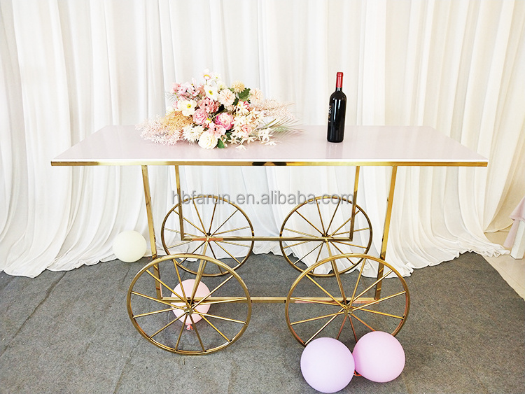 Customized candy cart champagne and beer dessert flower display stand cart for wedding party event decoration