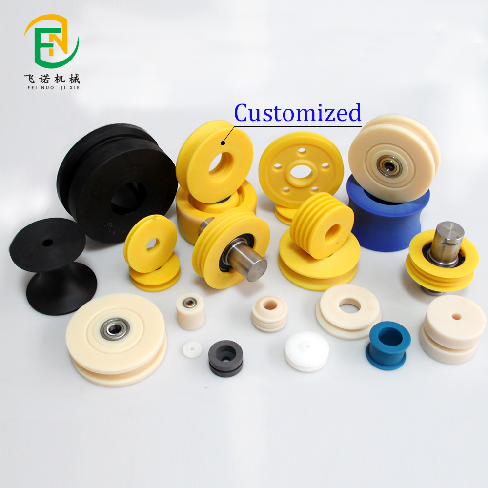 custom plastic black cast ropeway miniature nylon guide cable rotary elevator  idler crane u v groove wheel pulley