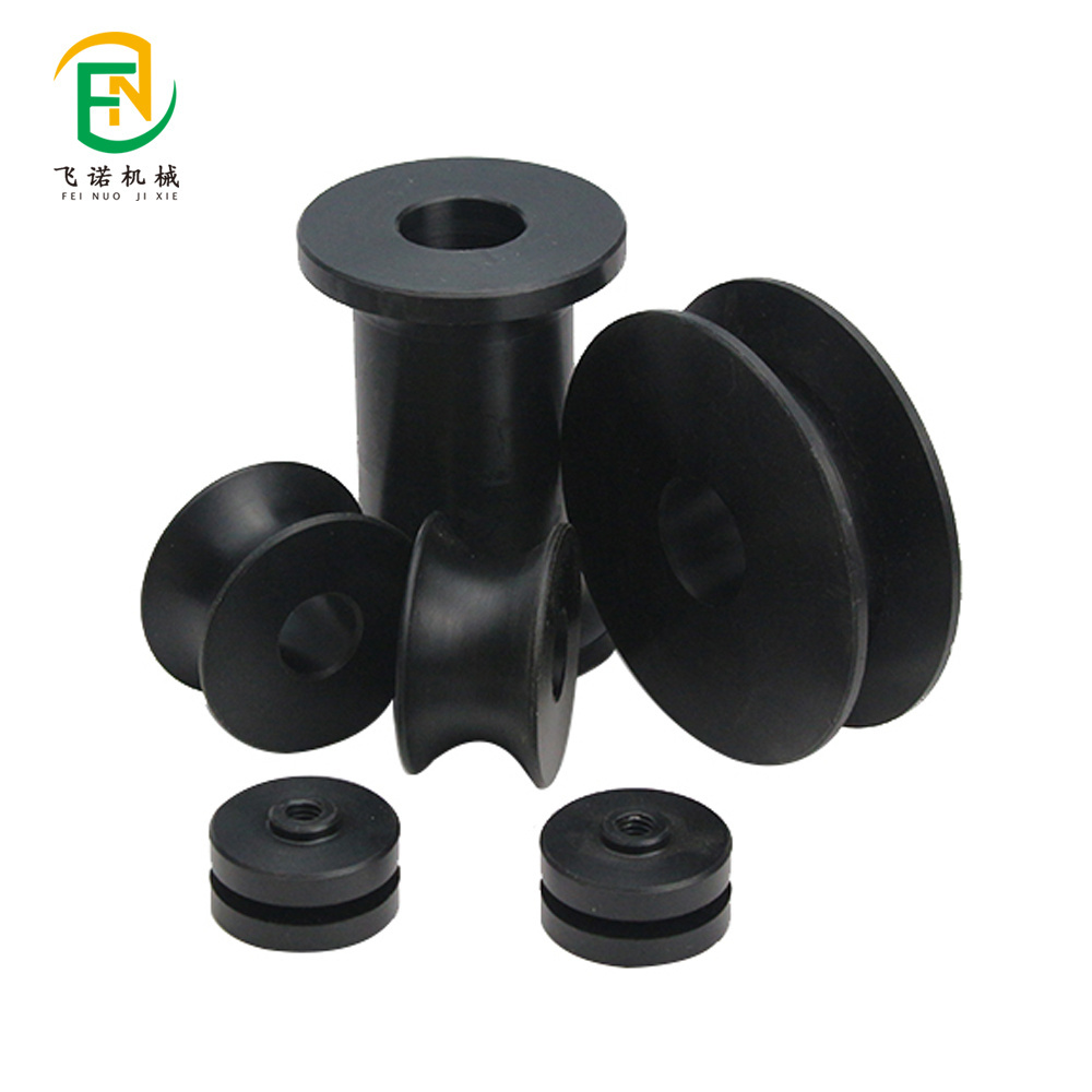 custom plastic black cast ropeway miniature nylon guide cable rotary elevator  idler crane u v groove wheel pulley