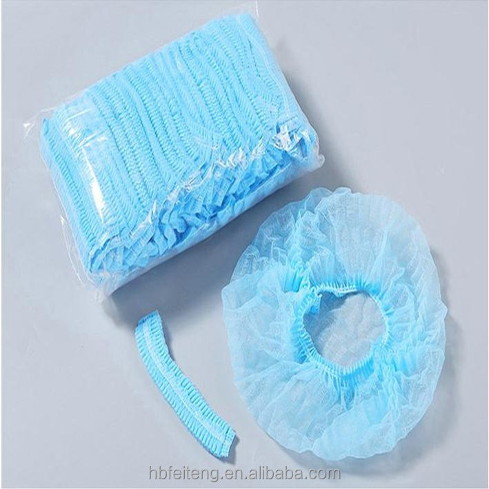 High Thickness Disposable  Nurse Cap Elastic PP Non Woven Bouffant Mob Cap  and Clip cap