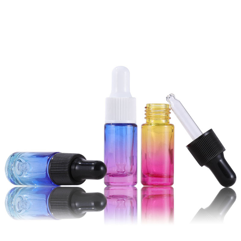 5ml Black Luxury Gradient Perfume Glass Dropper Bottles Roller Roller Cap Polished Plastic Essential Oil Bottles Box 10ml