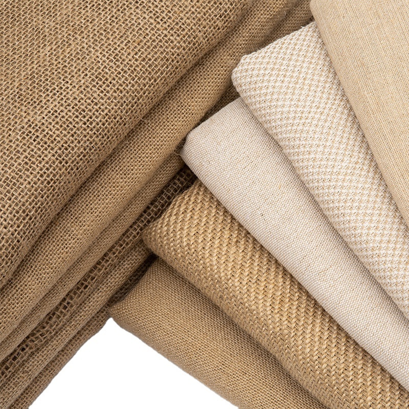 55% Jute 45% Cotton Burlap Hemp Fabric Woven Burlap Hessian Cloth Burlap Linen Fiber Canvas Cotton Woven Jute Sofa Fabric