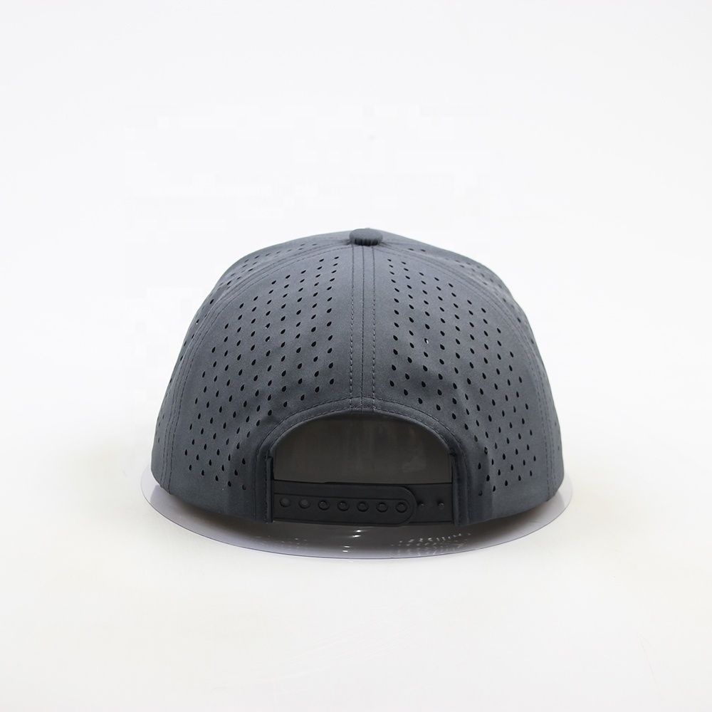 Melin Hydro Hat Manufacturer Custom Logo 5 Panel Waterproof Polyester Golf Sport Mesh Hat Laser Cut Hole Perforated Baseball Cap