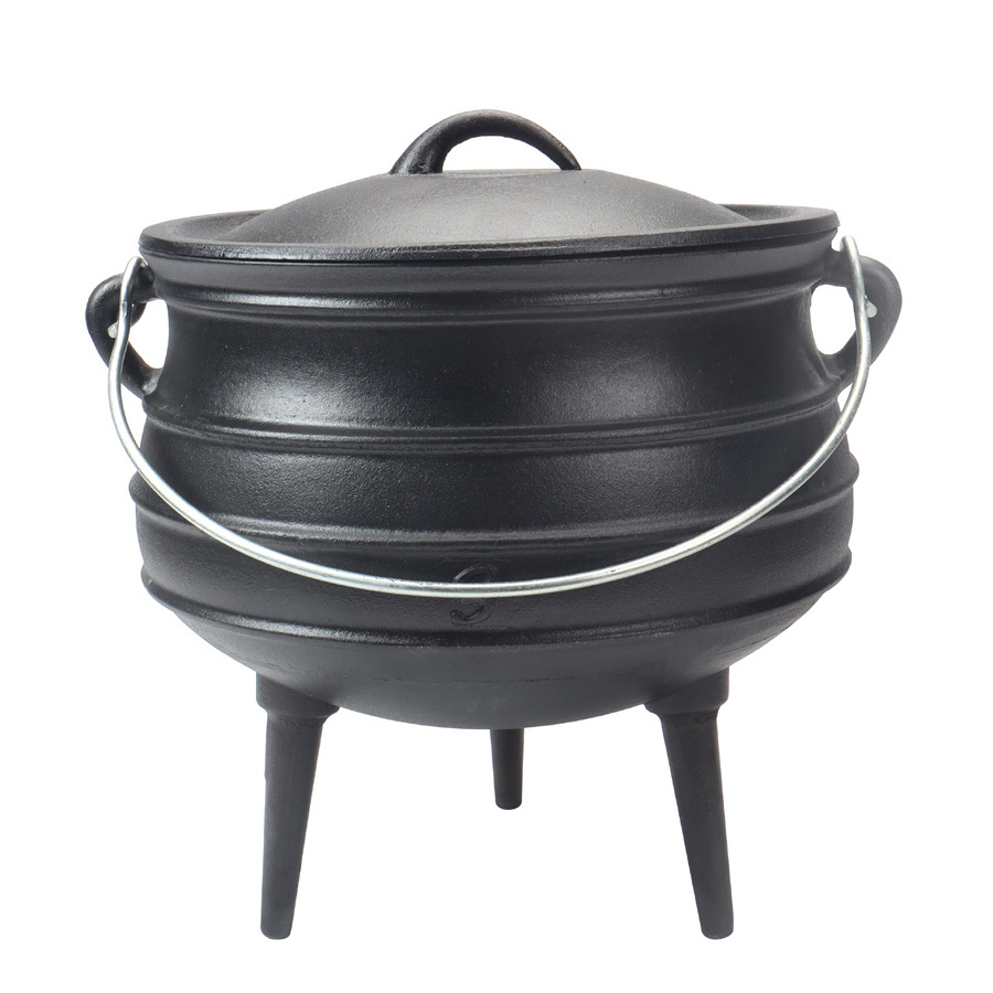 Cast Iron Outdoor Cookware Africa Custom Big Large Cauldron Cooking 8 Liters Potjie Pot and Pan Set