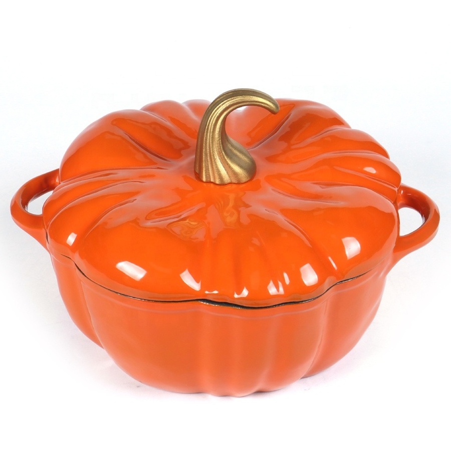 Enameled Coating Cooking Pots High Quality Kitchenware Dutch Oven  Cast iron Pumpkin Casserole