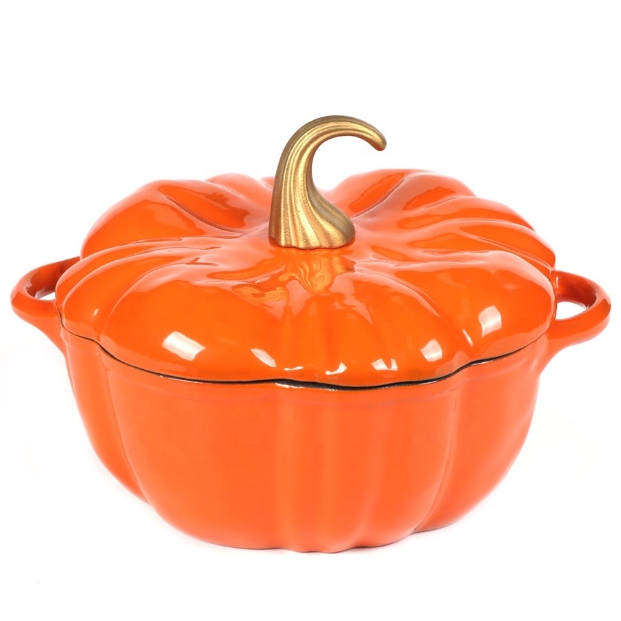 Enameled Coating Cooking Pots High Quality Kitchenware Dutch Oven  Cast iron Pumpkin Casserole