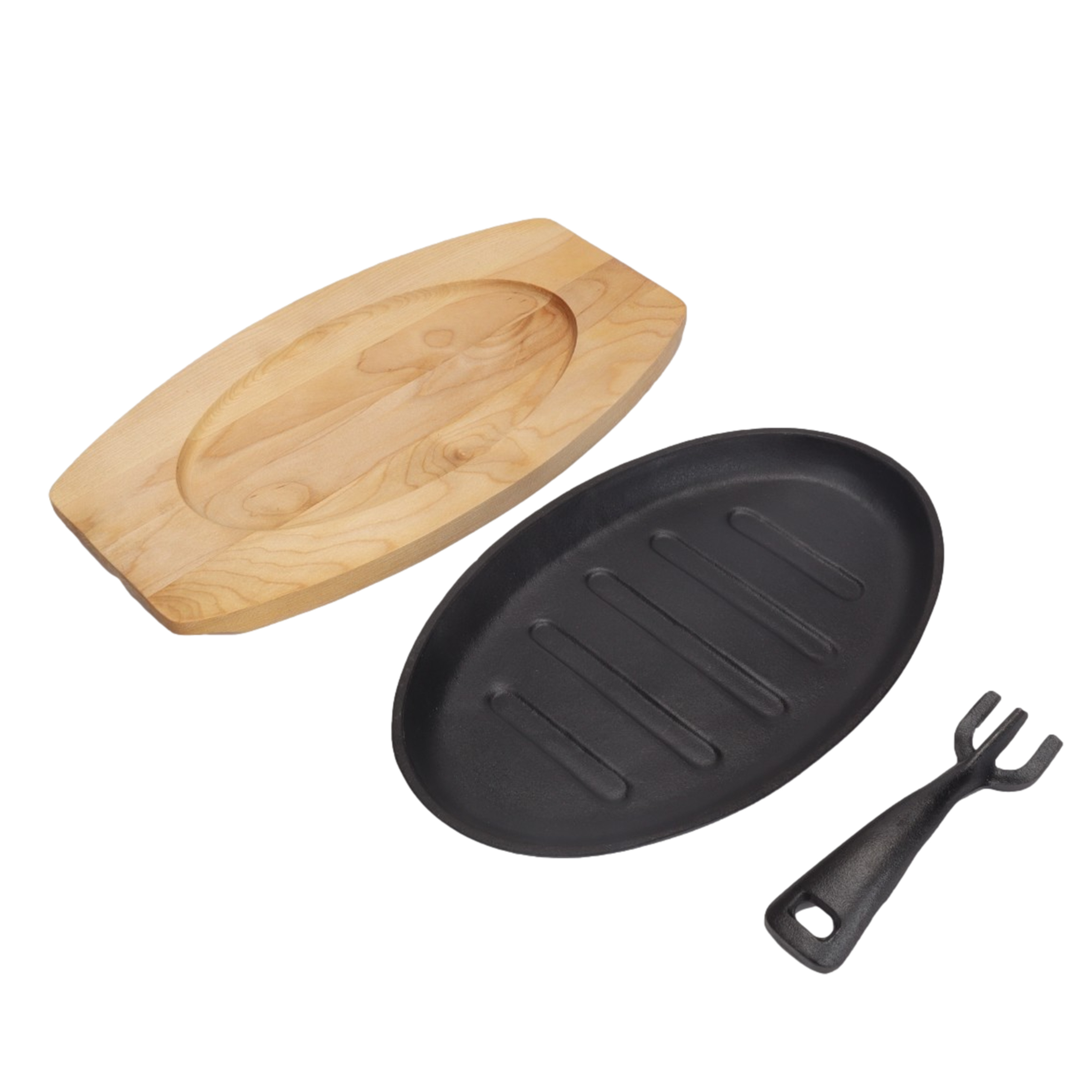 Factory direct high quality wholesale cast iron sizzling pan preseasoned cast iron frying pan fajita pan with removable handle