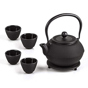 Wholesale Black Enamel Kettle 2.3L Luxury Metal Tea Pot Set Small Cast Iron Teapots With Infuser Filter