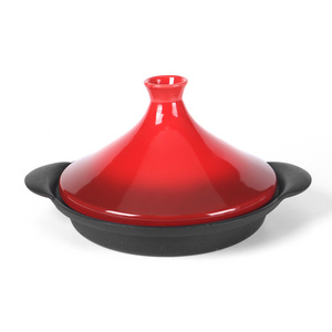 Wholesale OEM ODM Kitchenware Induction Bottom Red Color Moroccan Enameled Cast Iron Tagine Pot with Ceramic Lid