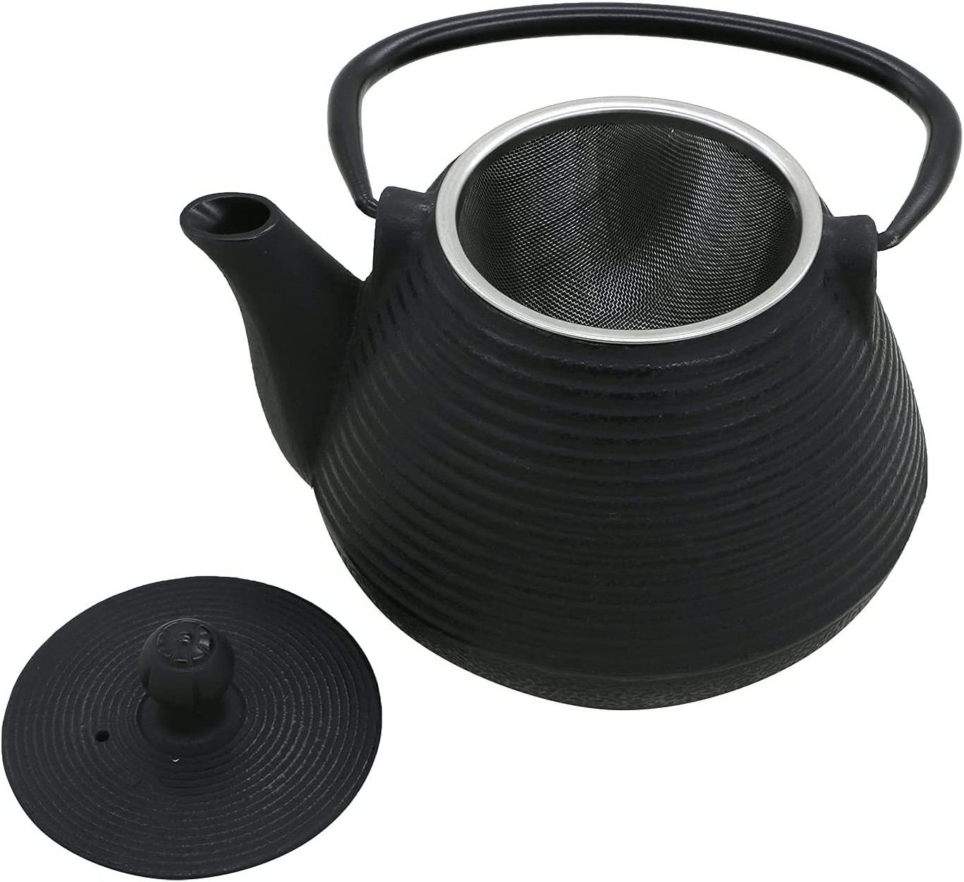 20-Ounce Black Teapot Kettle Old Dutch Cast Iron Teapot Japanese Enameled Tea Pot with Infuser for Loose Leaf