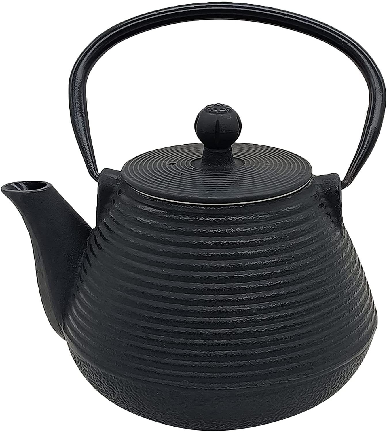 20-Ounce Black Teapot Kettle Old Dutch Cast Iron Teapot Japanese Enameled Tea Pot with Infuser for Loose Leaf