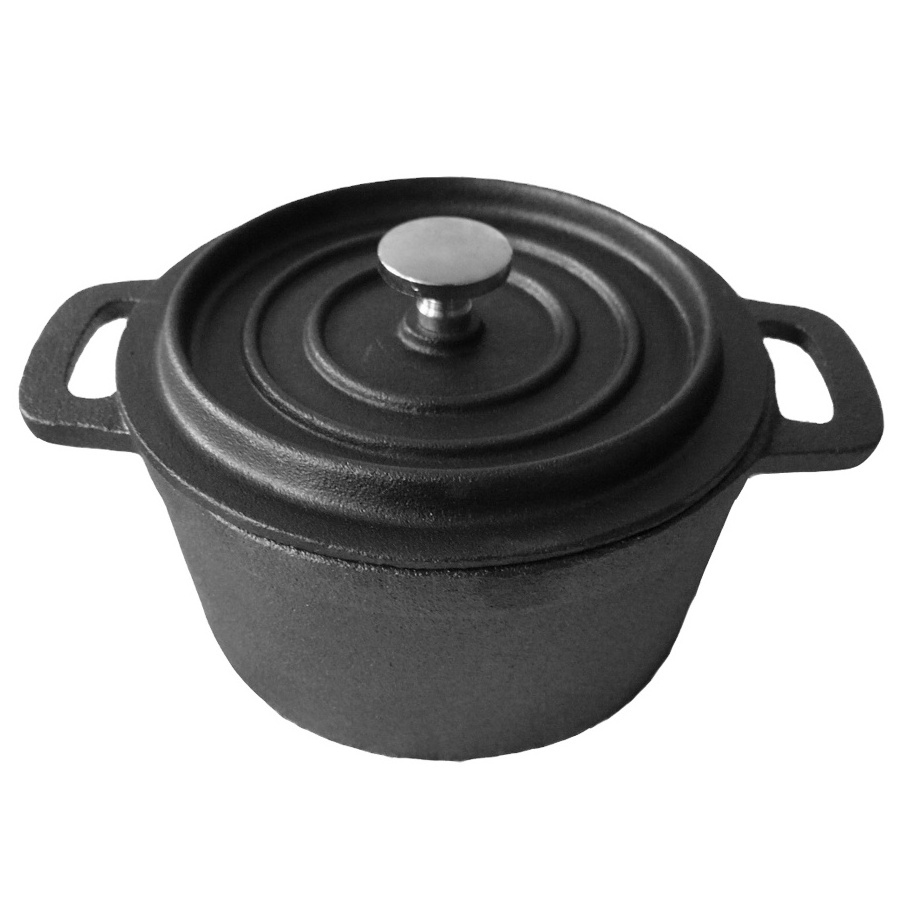 garlic roaster baker preseasoned gas stove dutch oven cast iron  1 cup capacity ramekin cooking pot set