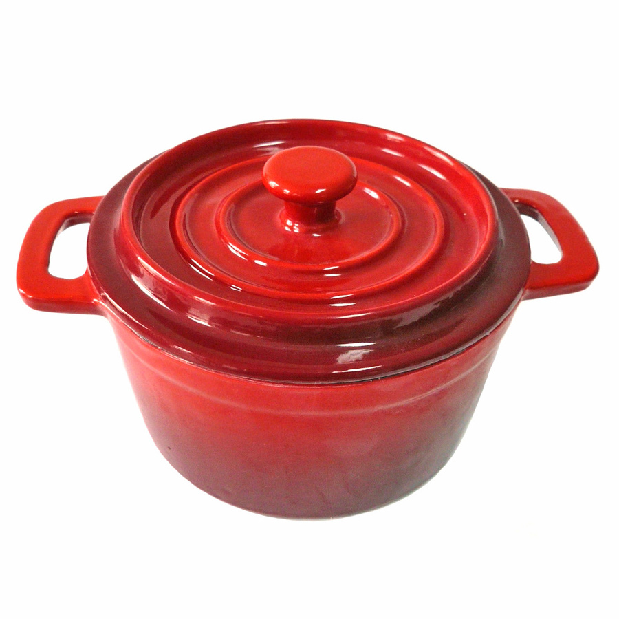 garlic roaster baker preseasoned gas stove dutch oven cast iron  1 cup capacity ramekin cooking pot set