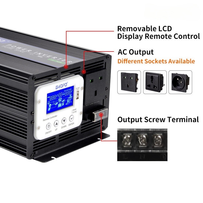 Promotional Custom 1000w power car inverter   pure sine wave inverter charger home battery charger