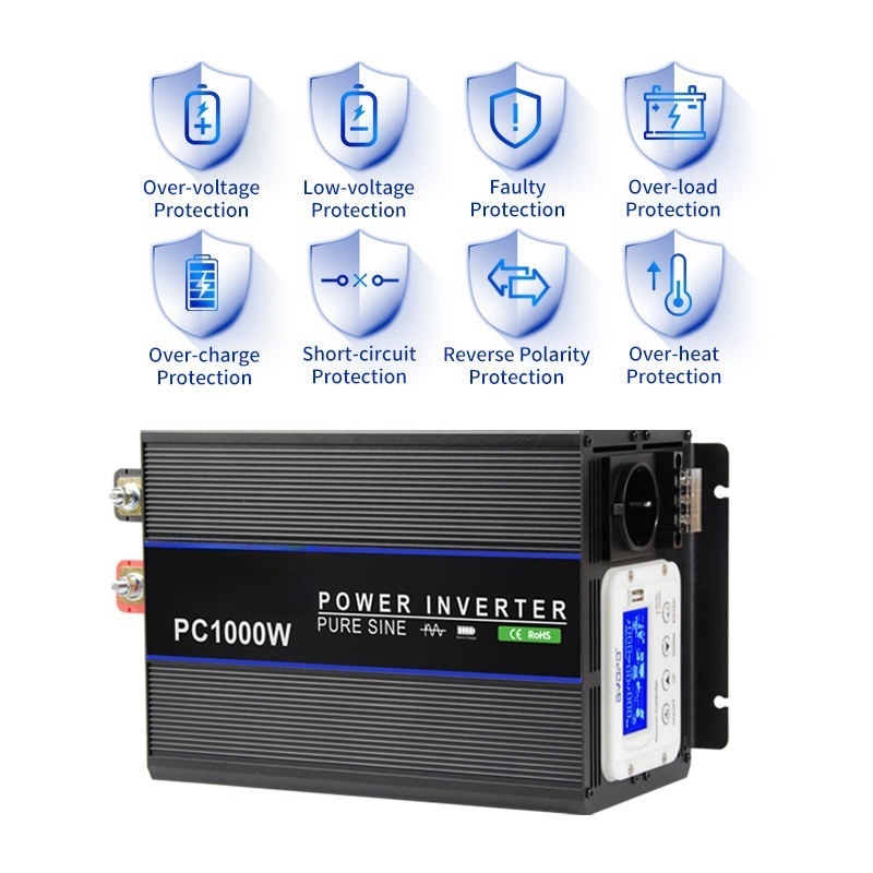 High efficiency  1000w  Car Power inverter  12v 220v battery charger and built in transfer switch