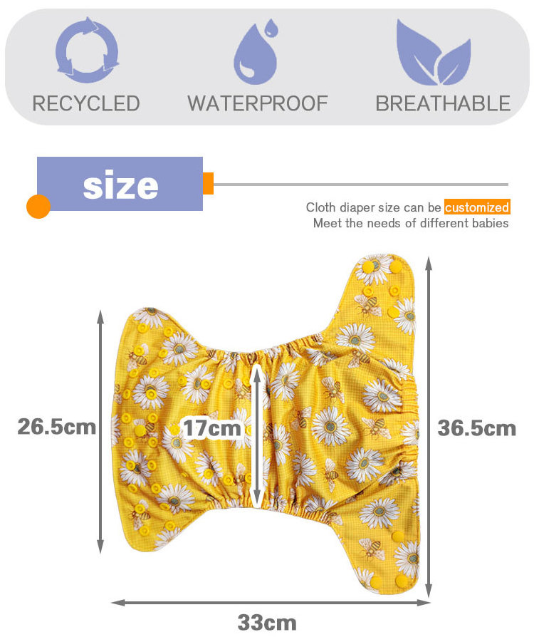 Hot Sale Washable Cloth Diapers Waterproof Pants Custom Print AWJ Nappy Reusable Cloth Diaper For Baby