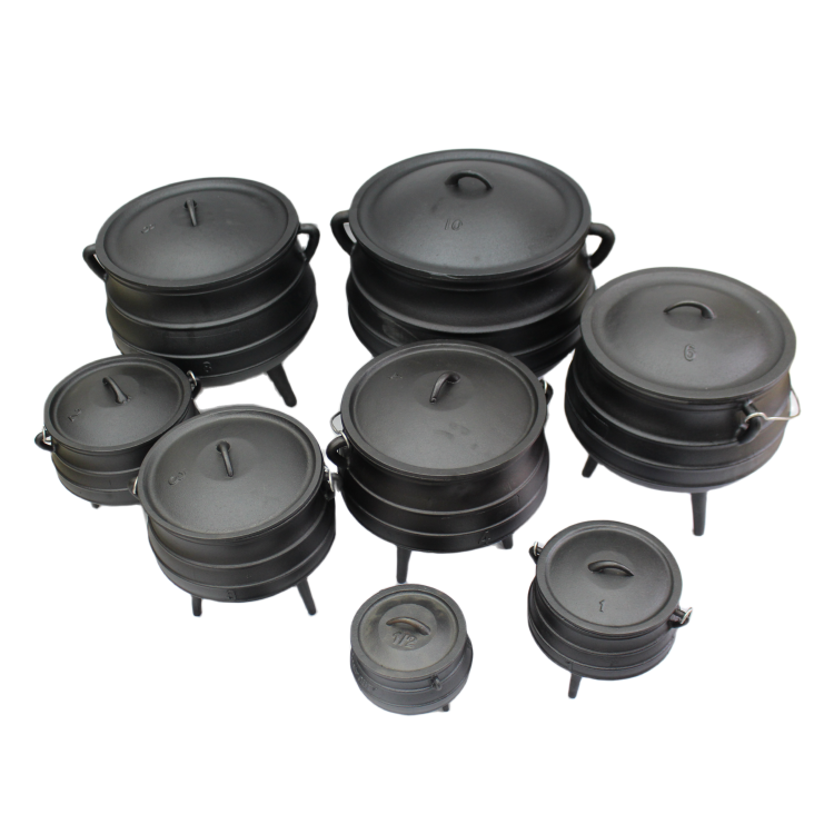 Wholesale Cast Iron Cauldron 3 Legged Cast Iron Potjie Pot BBQ Camping Outdoor Cookware