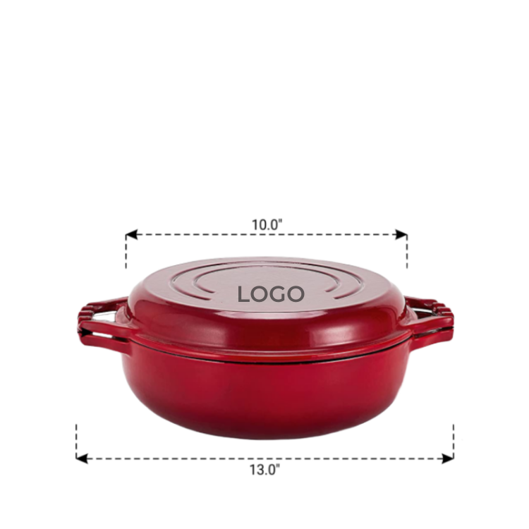 Wholesale Enameled 2 in 1 Combo Cooker Cast Iron Casserole Dish With Skillet Lid