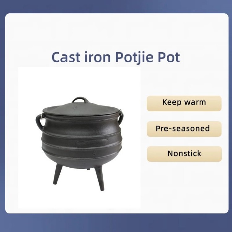 Wholesale Cast Iron Cauldron 3 Legged Cast Iron Potjie Pot BBQ Camping Outdoor Cookware