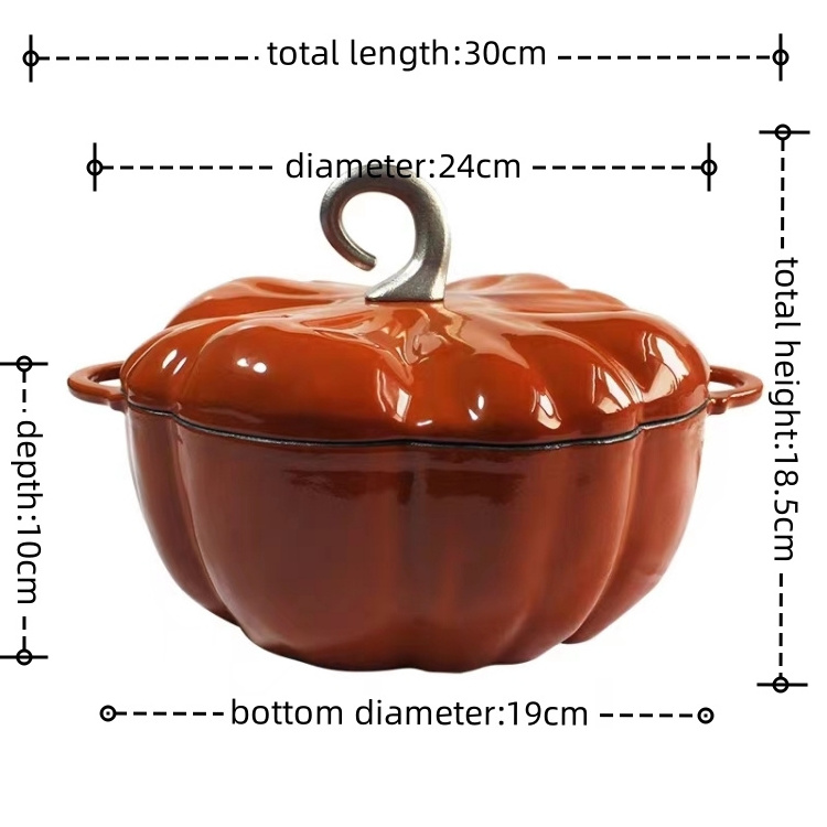 Home Kitchen 2023 Cookware Enameled Pumpkin Shaped Casserole Cast Iron Soup Stock Pots