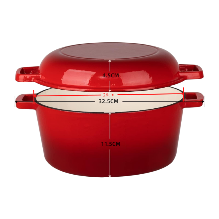 New Products 2023 Arrivals Combo Cooker 2 in 1 Enameled Cast Iron Dutch Oven with Skillet Lid for Versatile Cooking