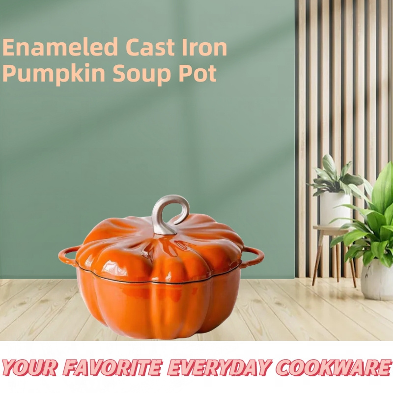 Home Kitchen 2023 Cookware Enameled Pumpkin Shaped Casserole Cast Iron Soup Stock Pots