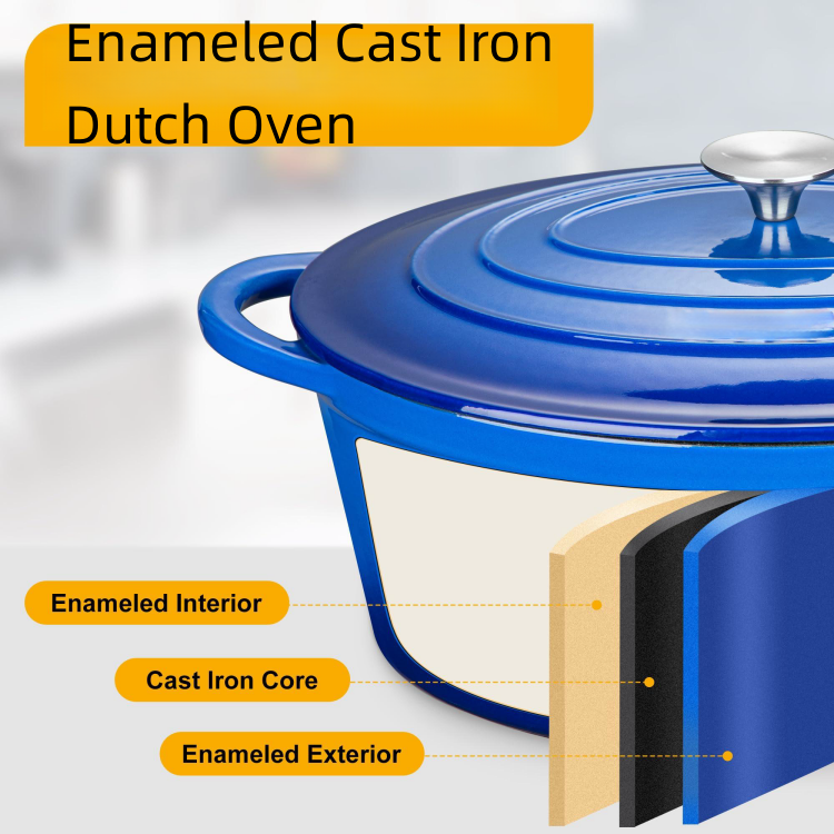 Hot Sales Cast Iron Dutch Oven With  Enamel Coating Non Stick Enameled Oval Dutch Oven Pot Casserole with Lid