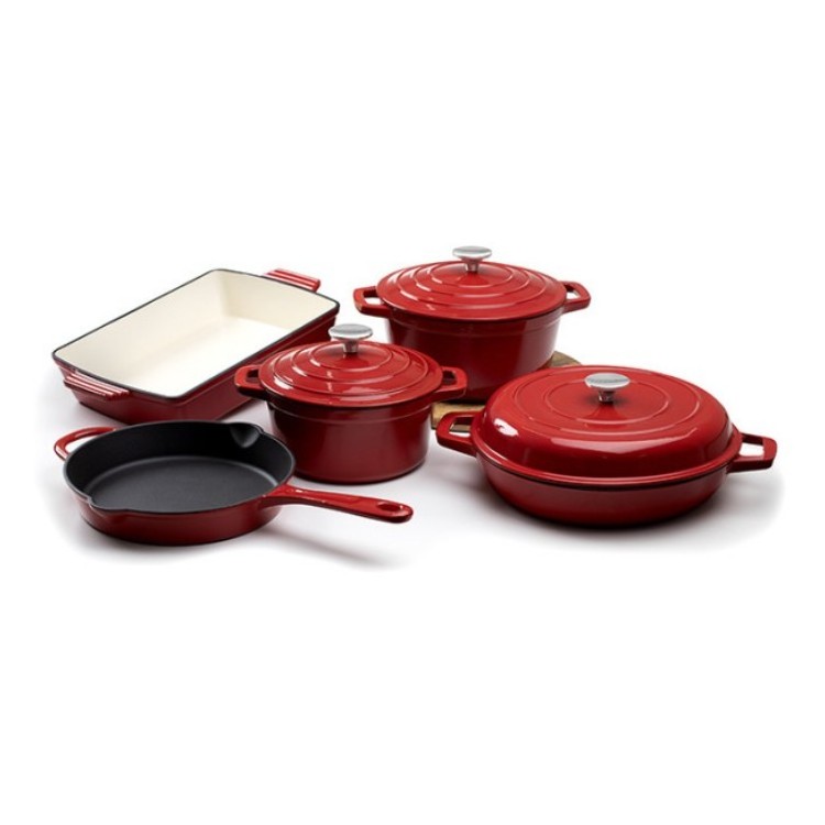 Kitchenware Set Enameled Cast Iron Dutch Oven Casserole Cooking Pot Cookware Set