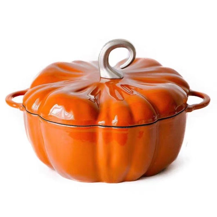 Home Kitchen 2023 Cookware Enameled Pumpkin Shaped Casserole Cast Iron Soup Stock Pots