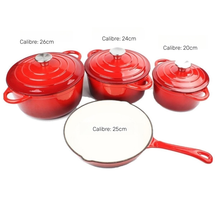 Kitchenware Quality Casserole Cooking Pots Pans 7 pcs Non Stick Enamel Cast Iron Cookware Set