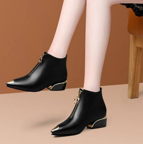 2023 New Summer Ladies Girls Youth College High Heels Increased Genuine Leather Casual Shoes Black White Casual Shoes