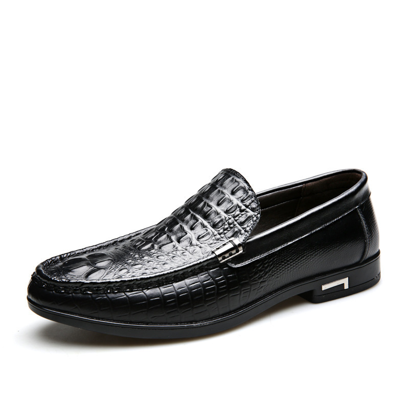 Wholesales Men's Crocodile Pattern Custom Slip On Loafers Style Driver Shoes Black Label Men Leather Dress Shoes