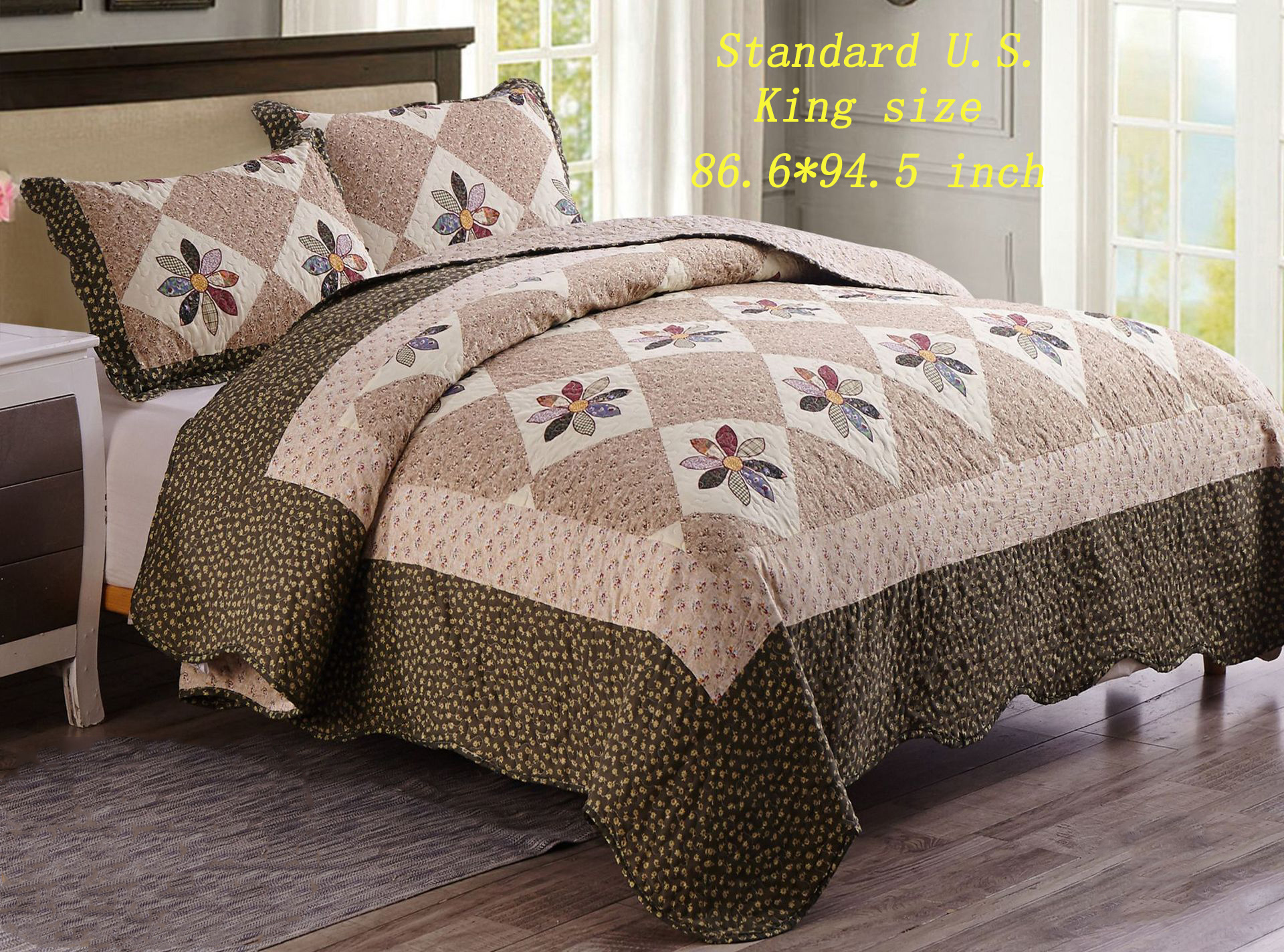 High quality colchas 3pc microfiber patchwork king size elegant embossed quilt bedding bedspread