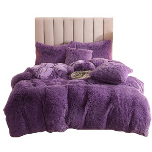 Comforter Set Purple plush warm winter fluffy crystal velvet overcover large  luxury bedding sets