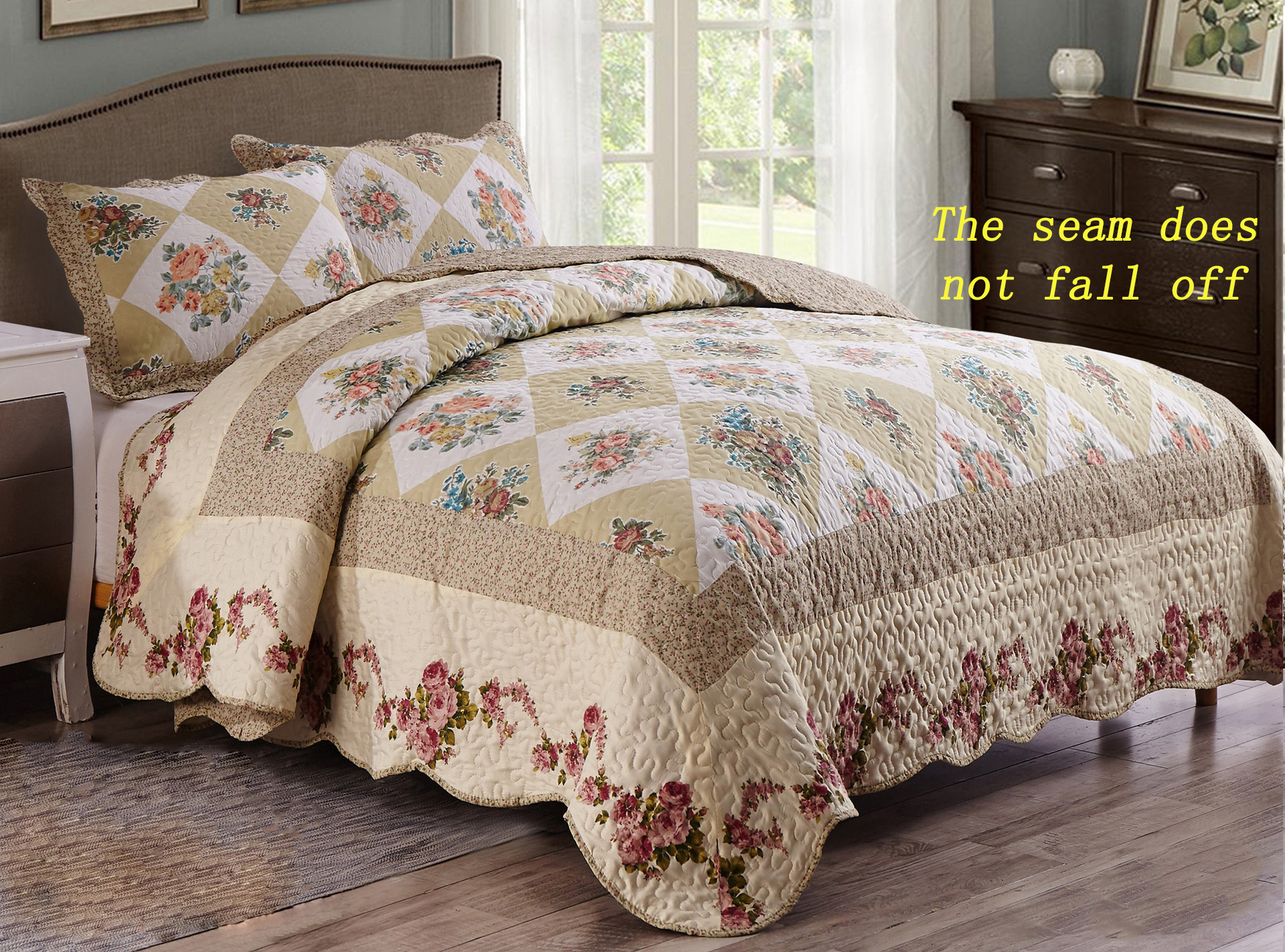 High quality colchas 3pc microfiber patchwork king size elegant embossed quilt bedding bedspread